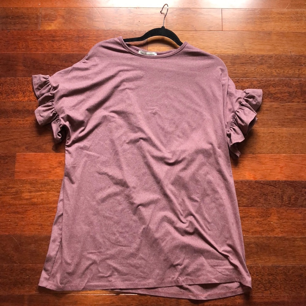 Pink/Purple Short Sleeve Ruffle Tunic
